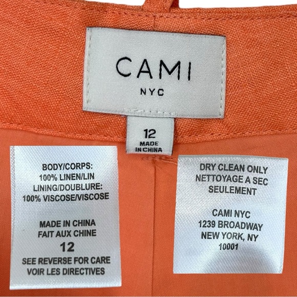 Cami NYC - “Rabia” Tailored Short in Papaya Linen-Blend Pleated - Size 12 Orange - Picture 17 of 17